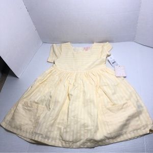 Mila and Emma Dress Girls 5T ME NWT Yellow Striped Lined Button Spring Summer